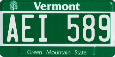 VT license plate AEI589