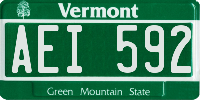 VT license plate AEI592