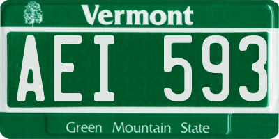 VT license plate AEI593