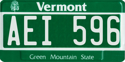 VT license plate AEI596