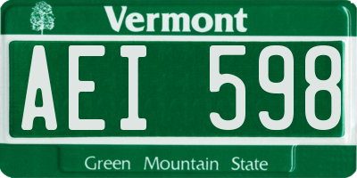 VT license plate AEI598