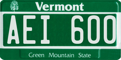 VT license plate AEI600