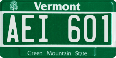 VT license plate AEI601