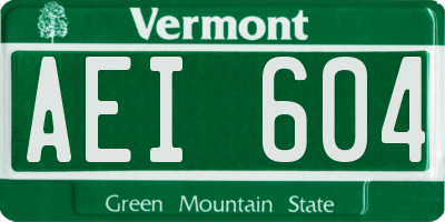VT license plate AEI604
