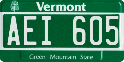 VT license plate AEI605