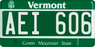 VT license plate AEI606
