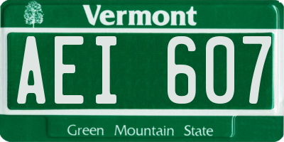 VT license plate AEI607
