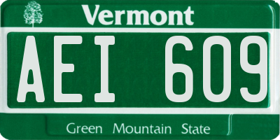 VT license plate AEI609