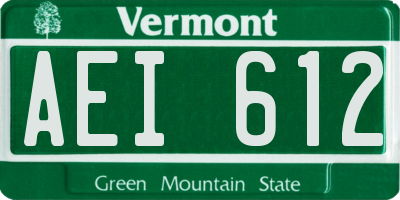 VT license plate AEI612