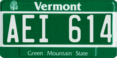 VT license plate AEI614