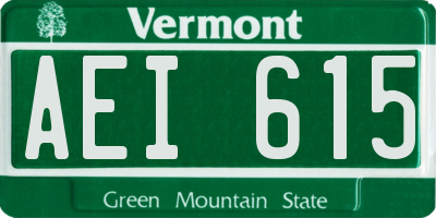 VT license plate AEI615