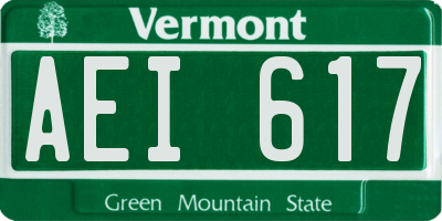 VT license plate AEI617