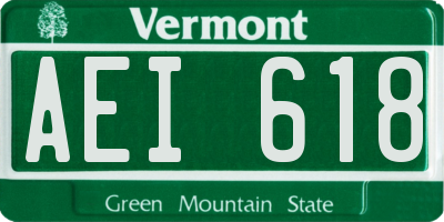 VT license plate AEI618