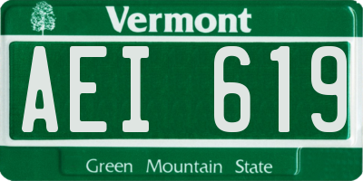 VT license plate AEI619