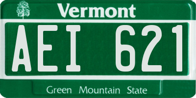 VT license plate AEI621