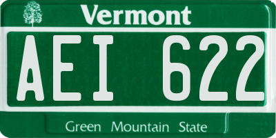VT license plate AEI622