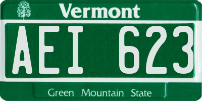 VT license plate AEI623