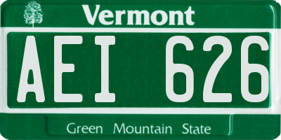 VT license plate AEI626