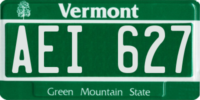 VT license plate AEI627