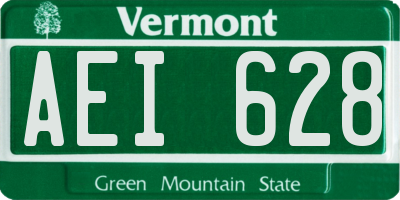 VT license plate AEI628