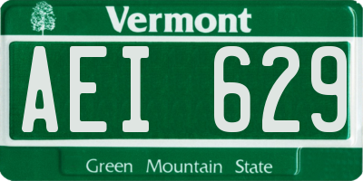 VT license plate AEI629