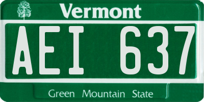 VT license plate AEI637