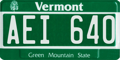 VT license plate AEI640