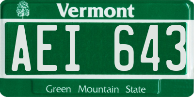 VT license plate AEI643