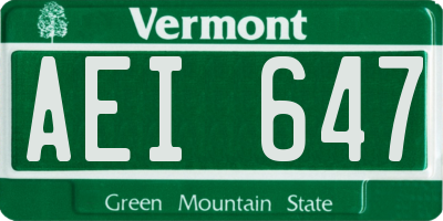 VT license plate AEI647