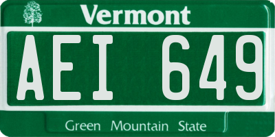 VT license plate AEI649