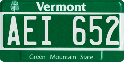 VT license plate AEI652