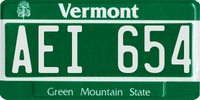 VT license plate AEI654