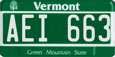 VT license plate AEI663