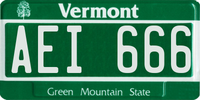 VT license plate AEI666