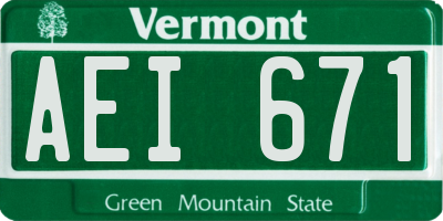 VT license plate AEI671