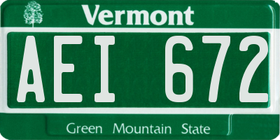 VT license plate AEI672