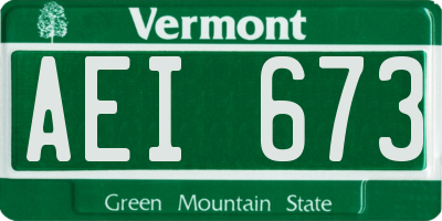 VT license plate AEI673