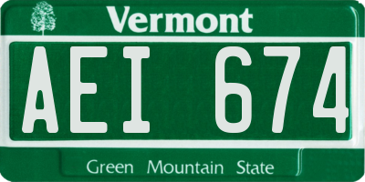 VT license plate AEI674
