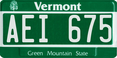 VT license plate AEI675