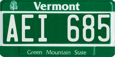 VT license plate AEI685