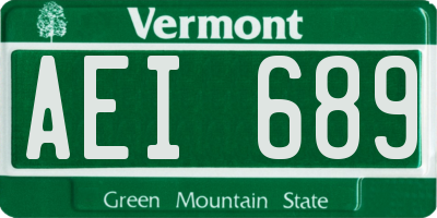 VT license plate AEI689