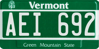 VT license plate AEI692