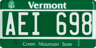 VT license plate AEI698
