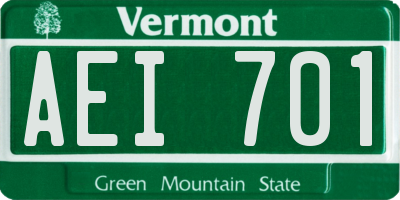 VT license plate AEI701
