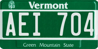 VT license plate AEI704