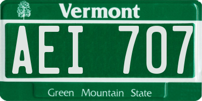 VT license plate AEI707