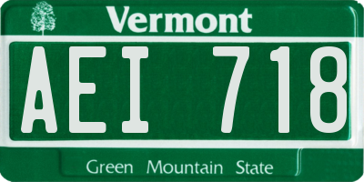 VT license plate AEI718
