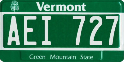 VT license plate AEI727