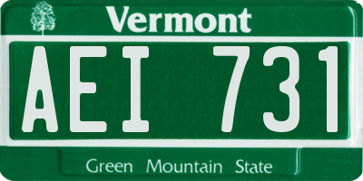 VT license plate AEI731