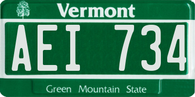 VT license plate AEI734